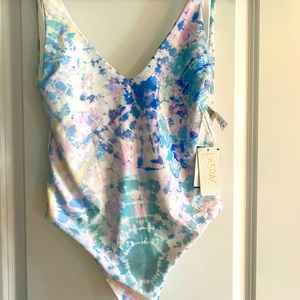 Brand new L space one piece tie-dye bathing suit size 10